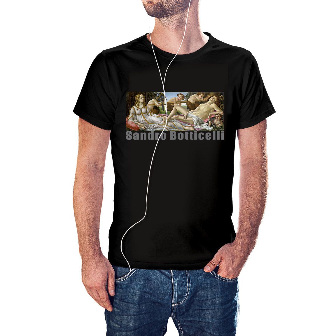 Camiseta Venus y Marte de Botticelli color negro Camiseta Venus y Marte de Botticelli color negro
