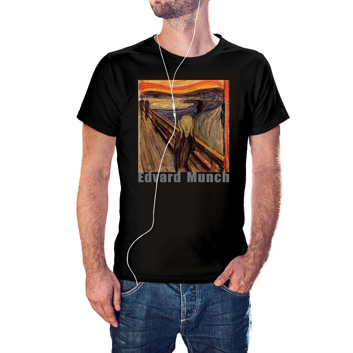 Camiseta El Grito de Edvard Munch color negro Camiseta El Grito de Edvard Munch color negro