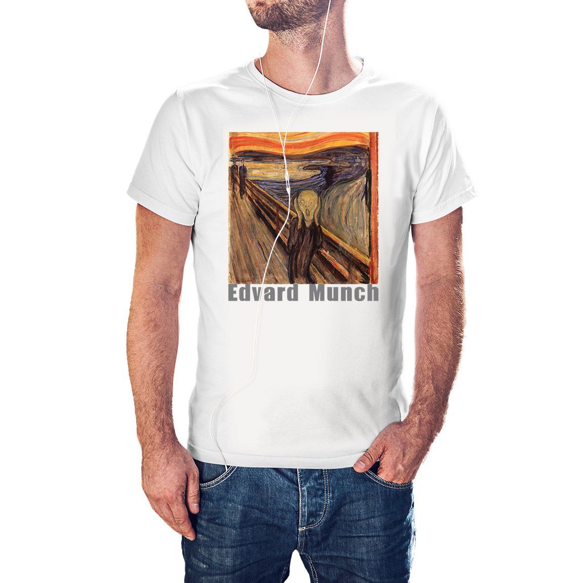 Camiseta El Grito de Edvard Munch color blanco Camiseta El Grito de Edvard Munch color blanco