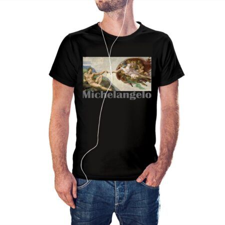 Camiseta La Creación de Adán de Miguel Ángel color negro