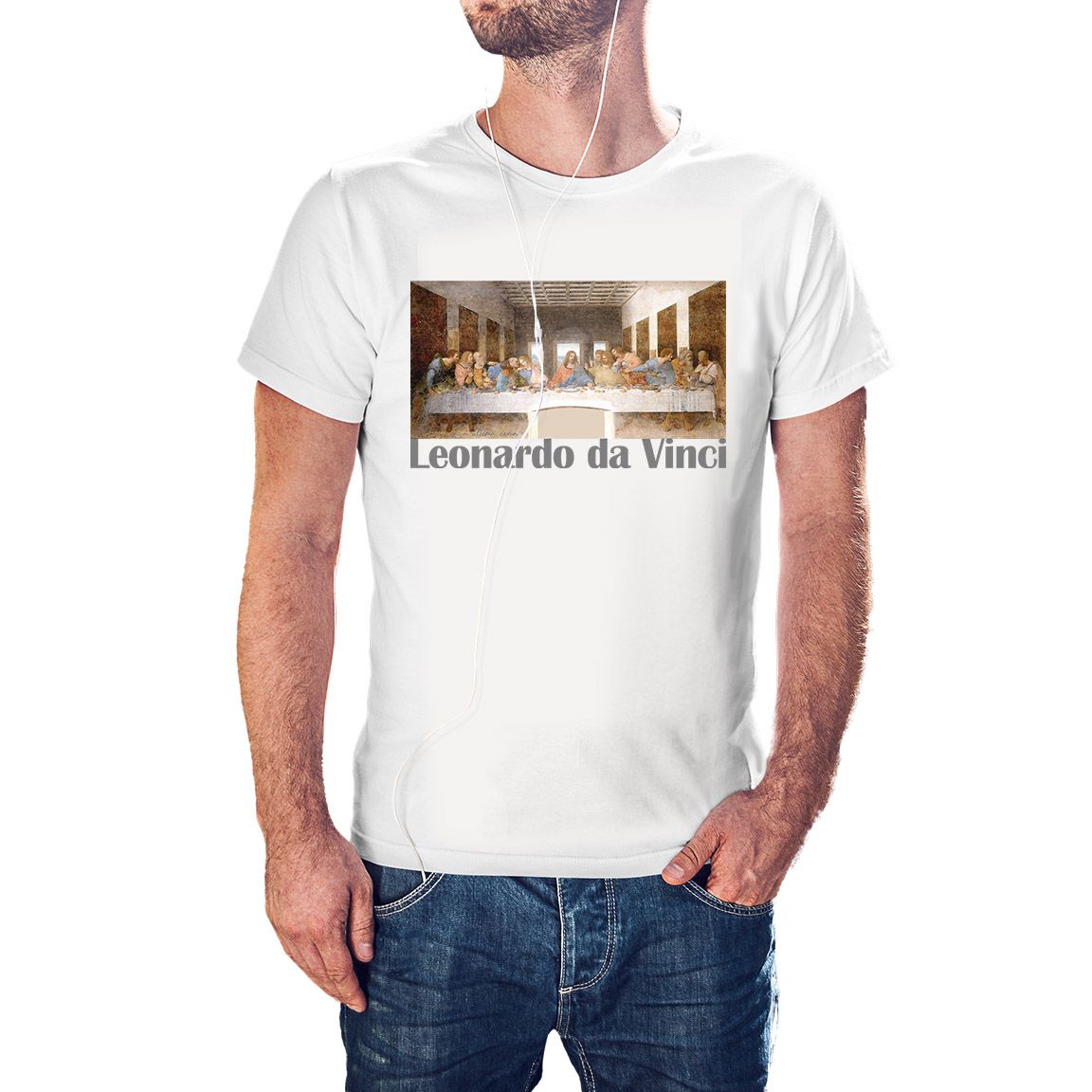 Camiseta La Última Cena de Da Vinci color blanco Camiseta La Última Cena de Da Vinci color blanco