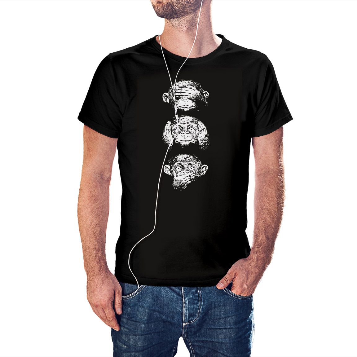 Camiseta Tres Monos Sabios color negro