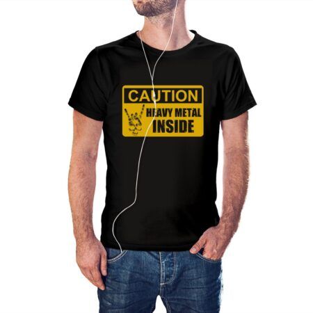 Camiseta Caution Heavy Metal Inside color negro