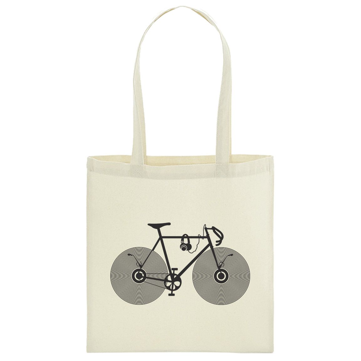 Bolsa de tela 100% Algodón Bici Disco con Auriculares Bolsa de tela 100% Algodón Bici Disco con Auriculares