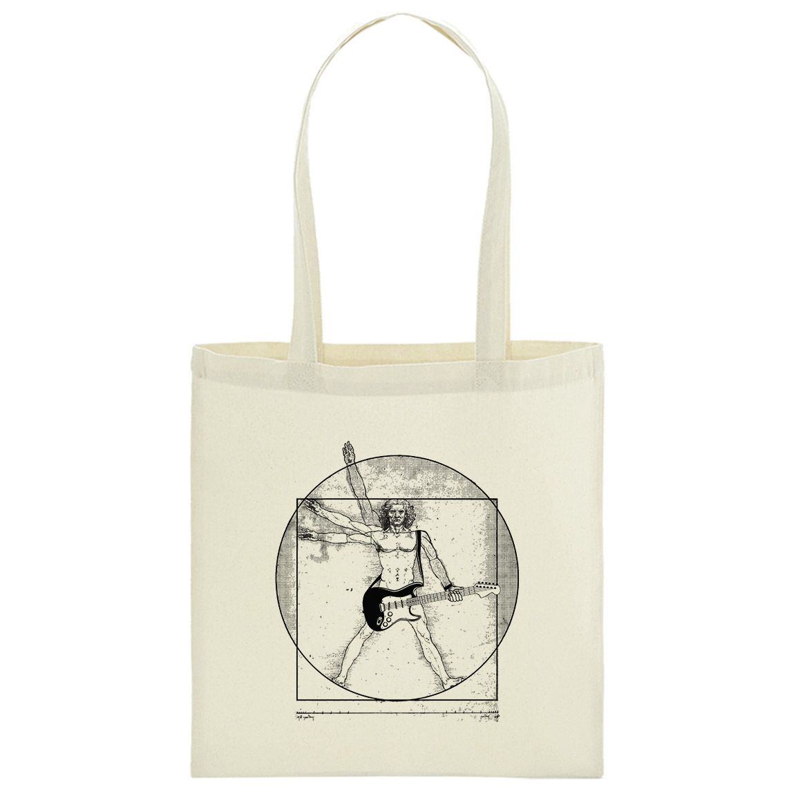 Bolsa de tela 100% Algodón Hombre Vitruvio Guitarra Bolsa de tela 100% Algodón Hombre Vitruvio Guitarra