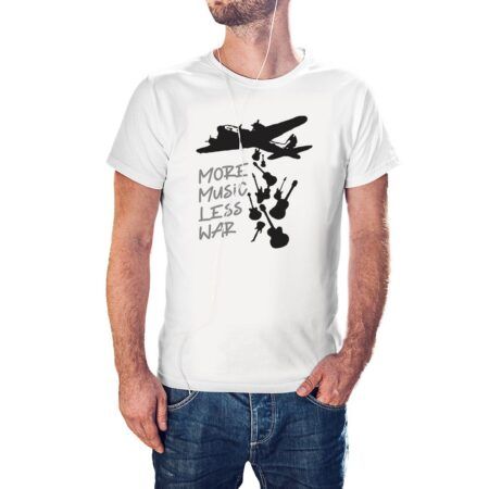 Camiseta Mas Música Menos Guerra color blanco