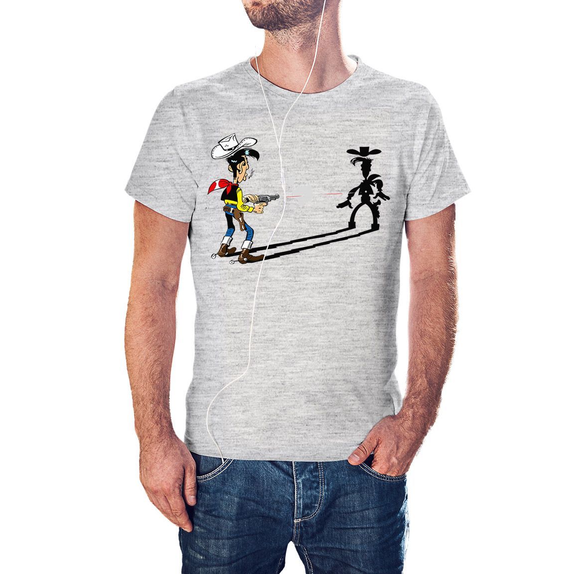 Camiseta Lucky Luke sombra color gris jaspeado Camiseta Lucky Luke sombra color gris jaspeado