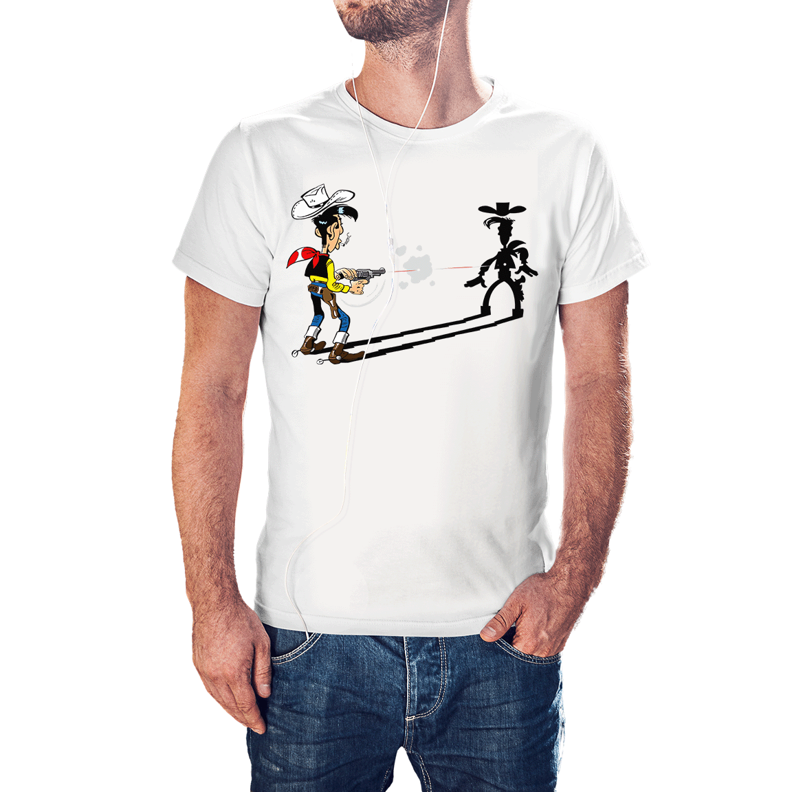 Camiseta Lucky Luke sombra color blanco Camiseta Lucky Luke sombra color blanco