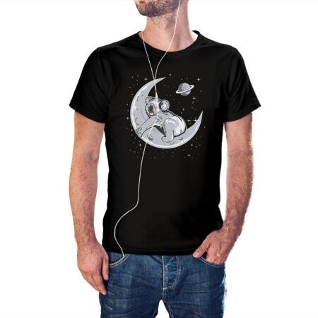 Camiseta Oso durmiendo en la Luna color negro