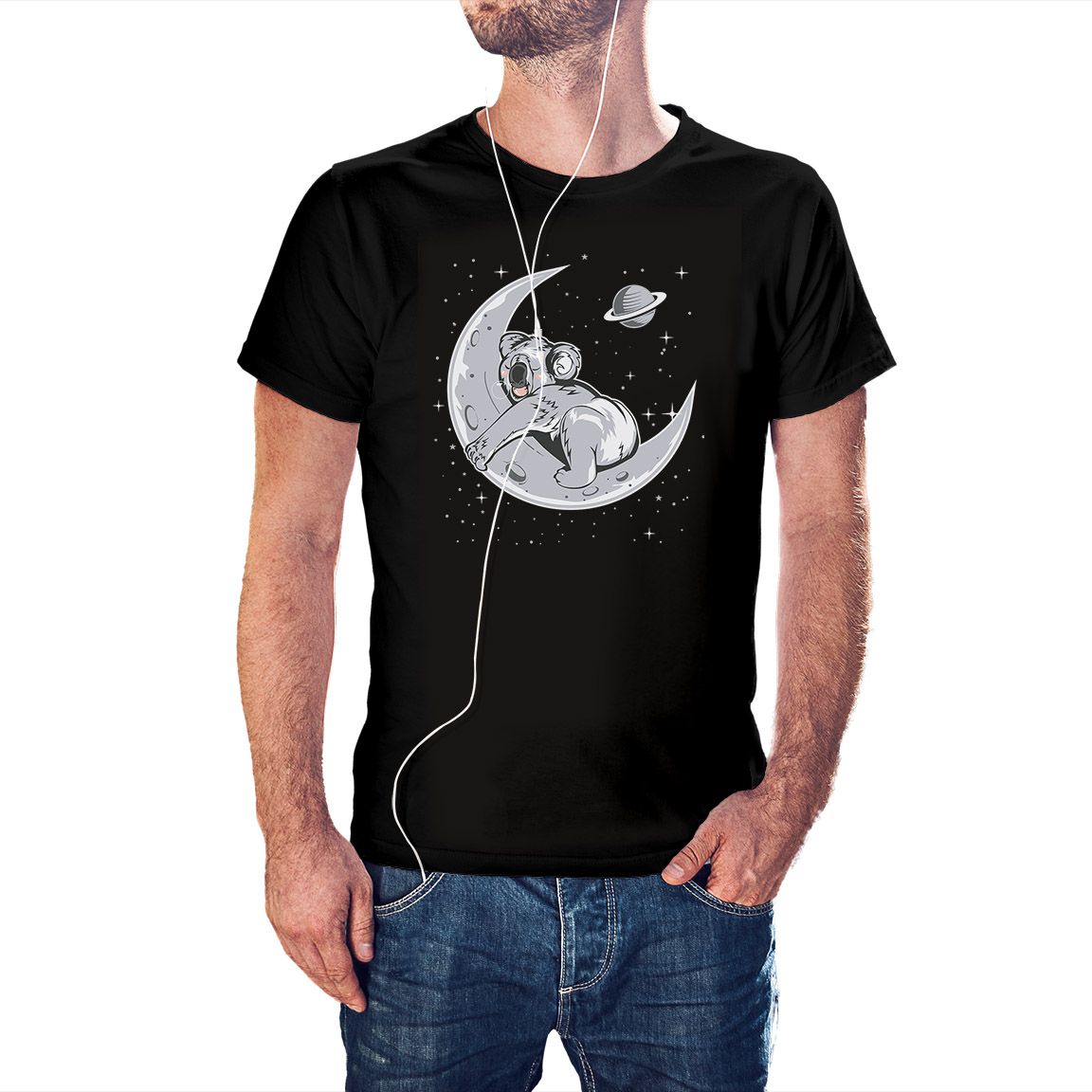 Camiseta Oso durmiendo en la Luna color negro