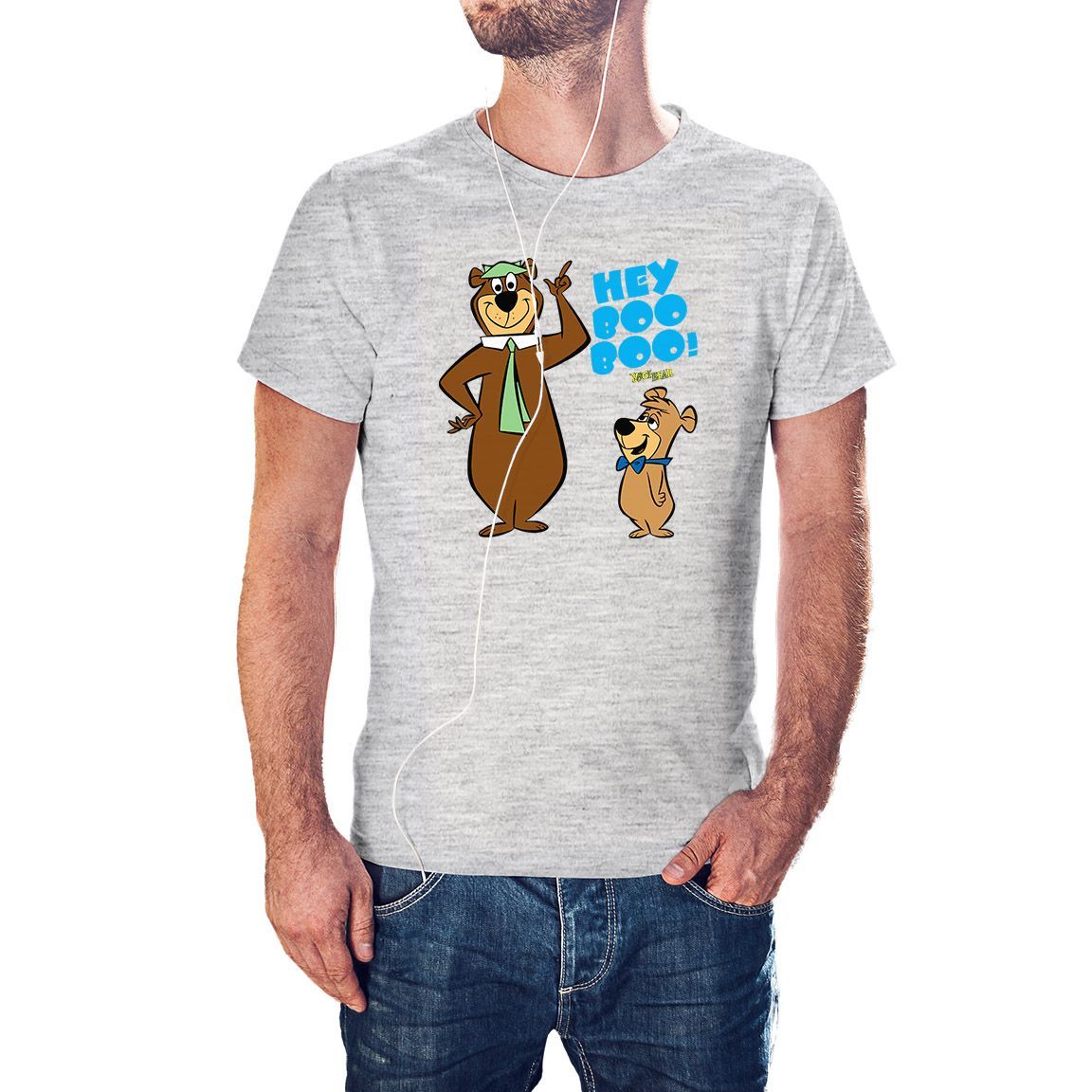 Camiseta Hey Boo Boo color gris jaspeado