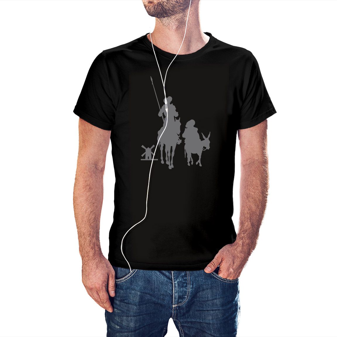 Camiseta Quijote y Sancho color negro
