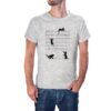 Camiseta Gatos jugando con notas musicales color gris jaspeado