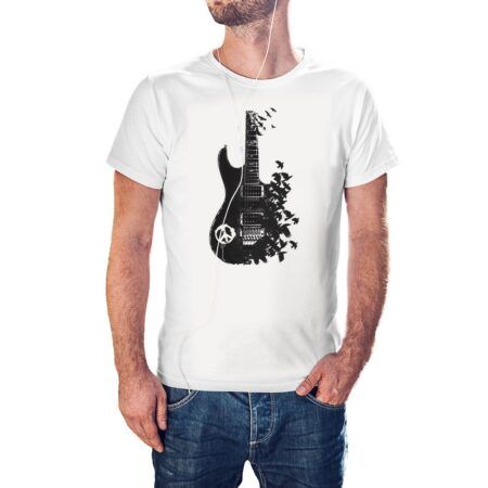Camiseta Guitarra pájaros color blanco