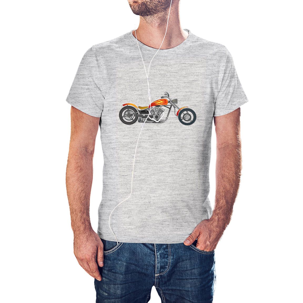 Camiseta Moto Chopper Davidson color gris jaspeado