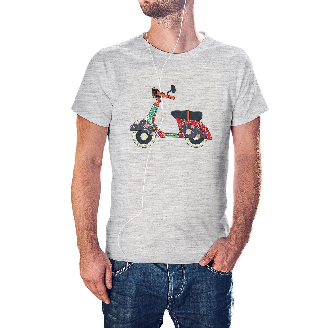 Camiseta Moto Scooter Park color gris jaspeado Camiseta Moto Scooter Park color gris jaspeado