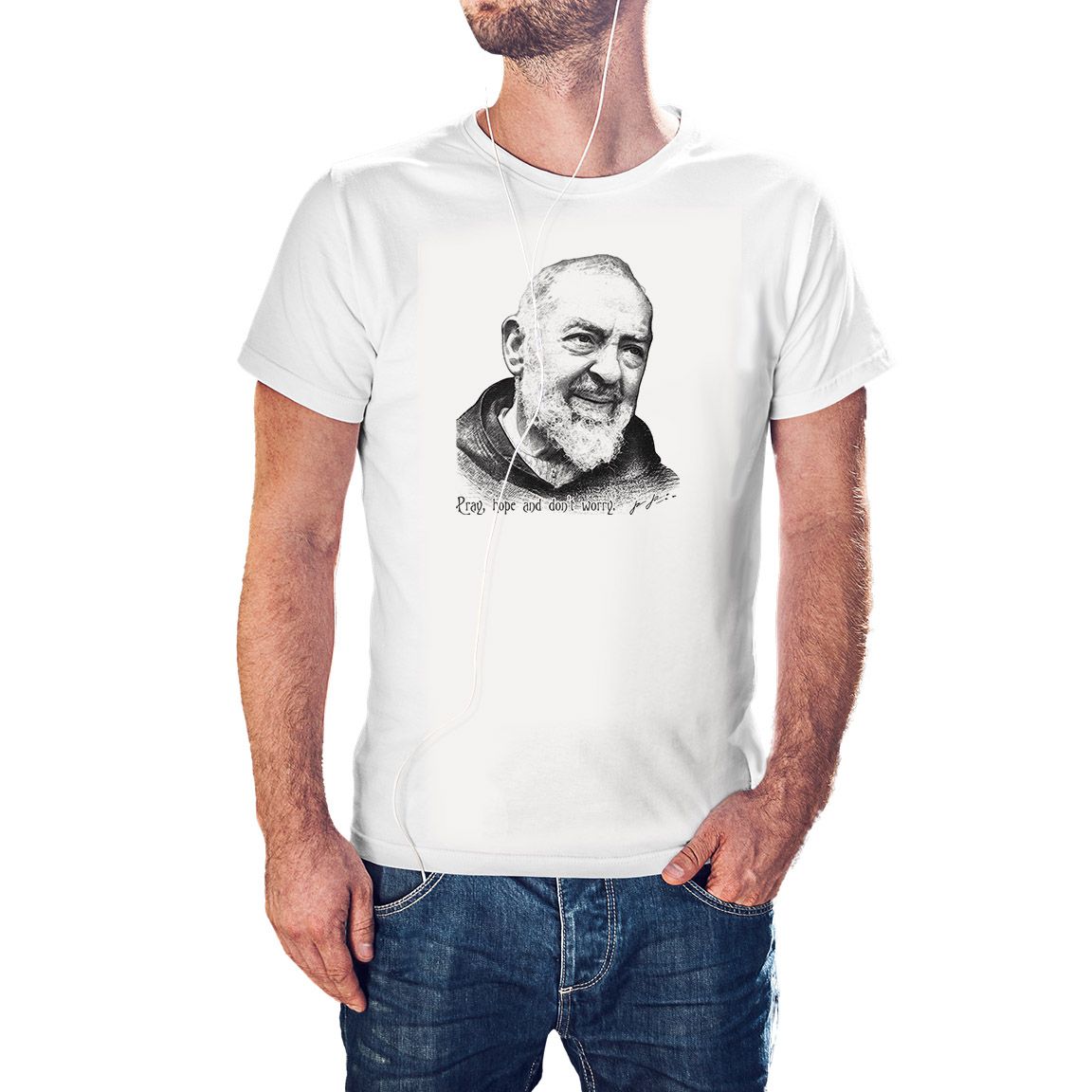 Camiseta Padre Pio de Pietrelcina color blanco