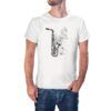 Camiseta Saxofón notas musicales color blanco