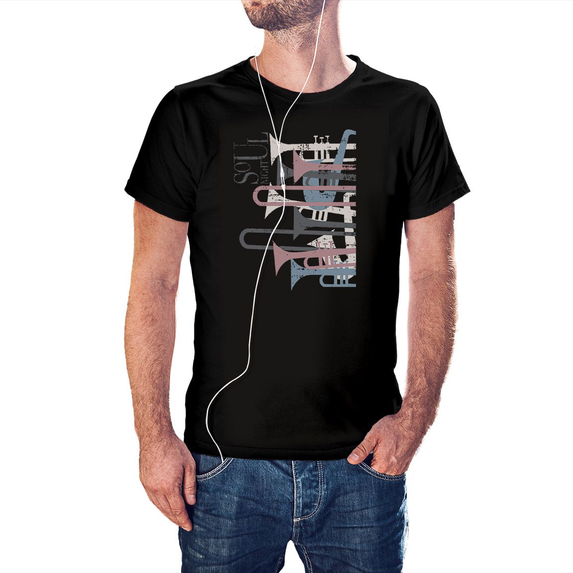 Camiseta Trompetas Soul Night color negro