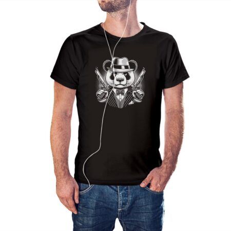 Camiseta Oso Mafioso dos Pistolas color negro