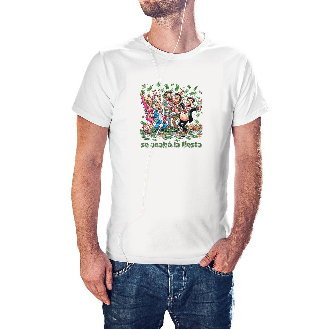 Camiseta Se Acabó la Fiesta color blanco