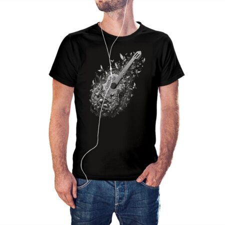 Camiseta guitarra Steampunk con pájaros