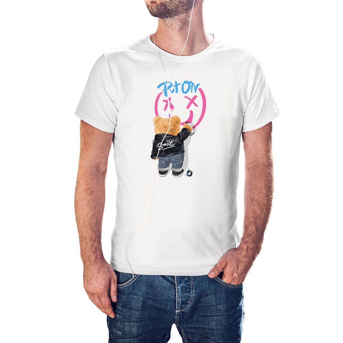 Camiseta Oso Spray Put On color blanco
