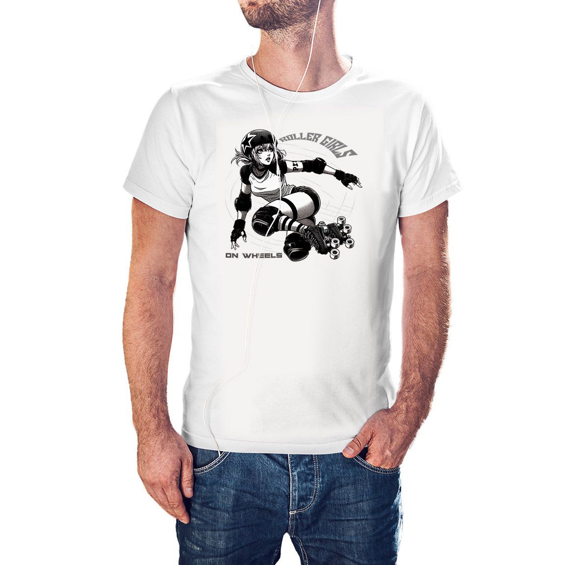 Camiseta Roller Girl on Wheels color blanco Camiseta Roller Girl on Wheels color blanco