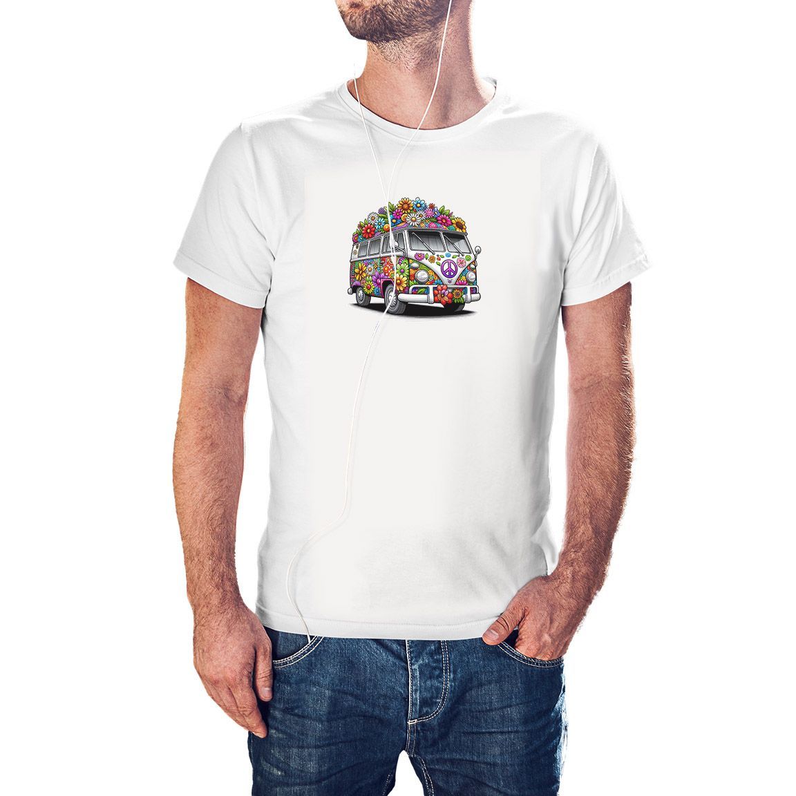 Camiseta Camper Hippie Flores color blanco