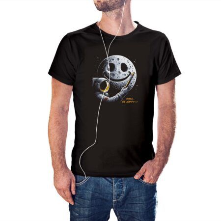 Camiseta Smile, Be Happy!! color negro