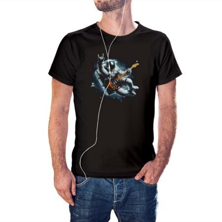 Camiseta Astronauta Roquero con Guitarra color negro