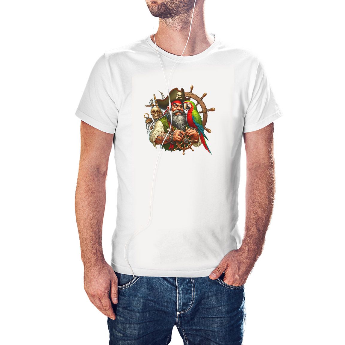 Camiseta Pirata con Loro color blanco