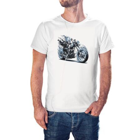 Camiseta Biker on Fire color blanco