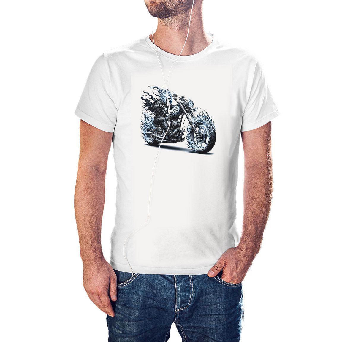 Camiseta Biker on Fire color blanco