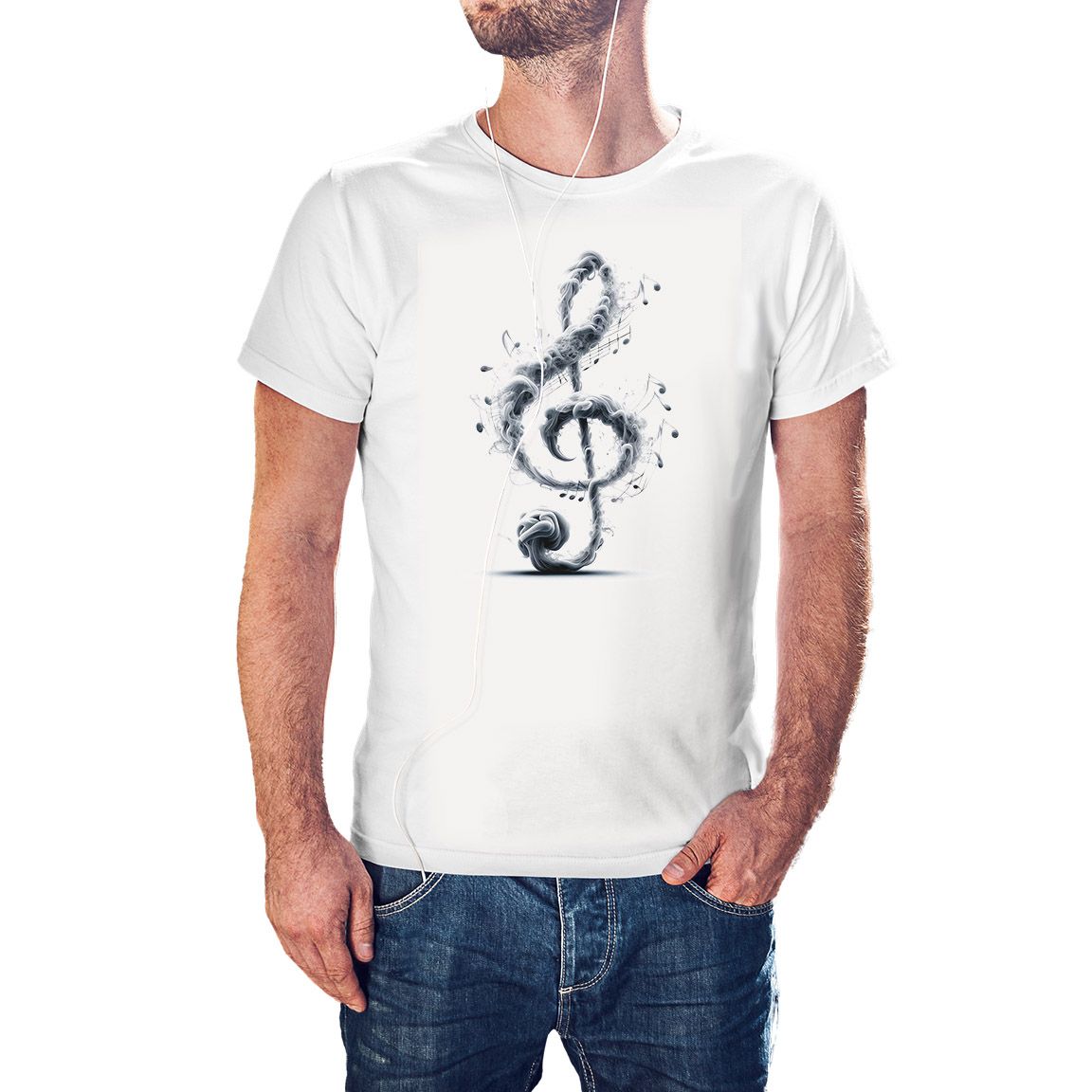 Camiseta Clave de Sol Volutas de Humo color blanco