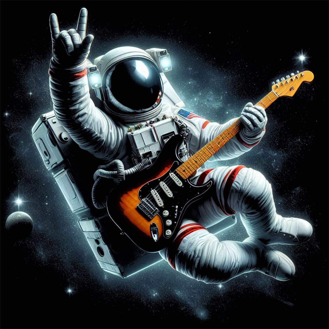 Diseño Astronauta Roquero con Guitarra