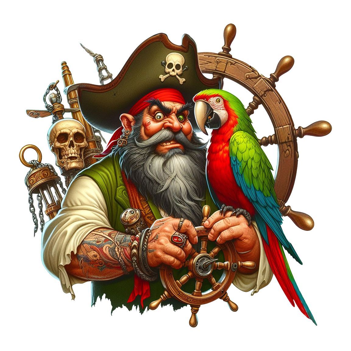 Diseño Pirata con Loro