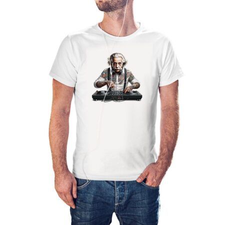 Camiseta Albert Einstein Dj color blanco