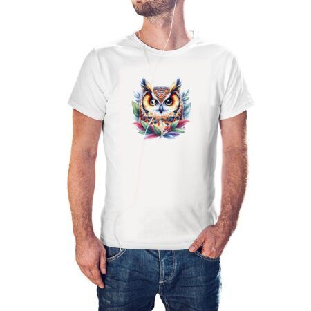 Camiseta Búho Acuarela color blanco
