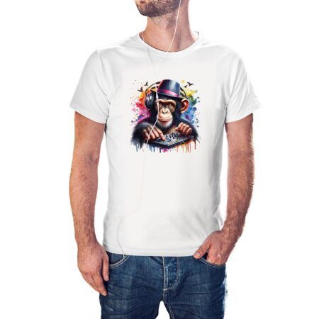 Camiseta Chimpancé Dj color blanco