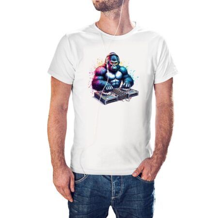 Camiseta Gorila Dj color blanco