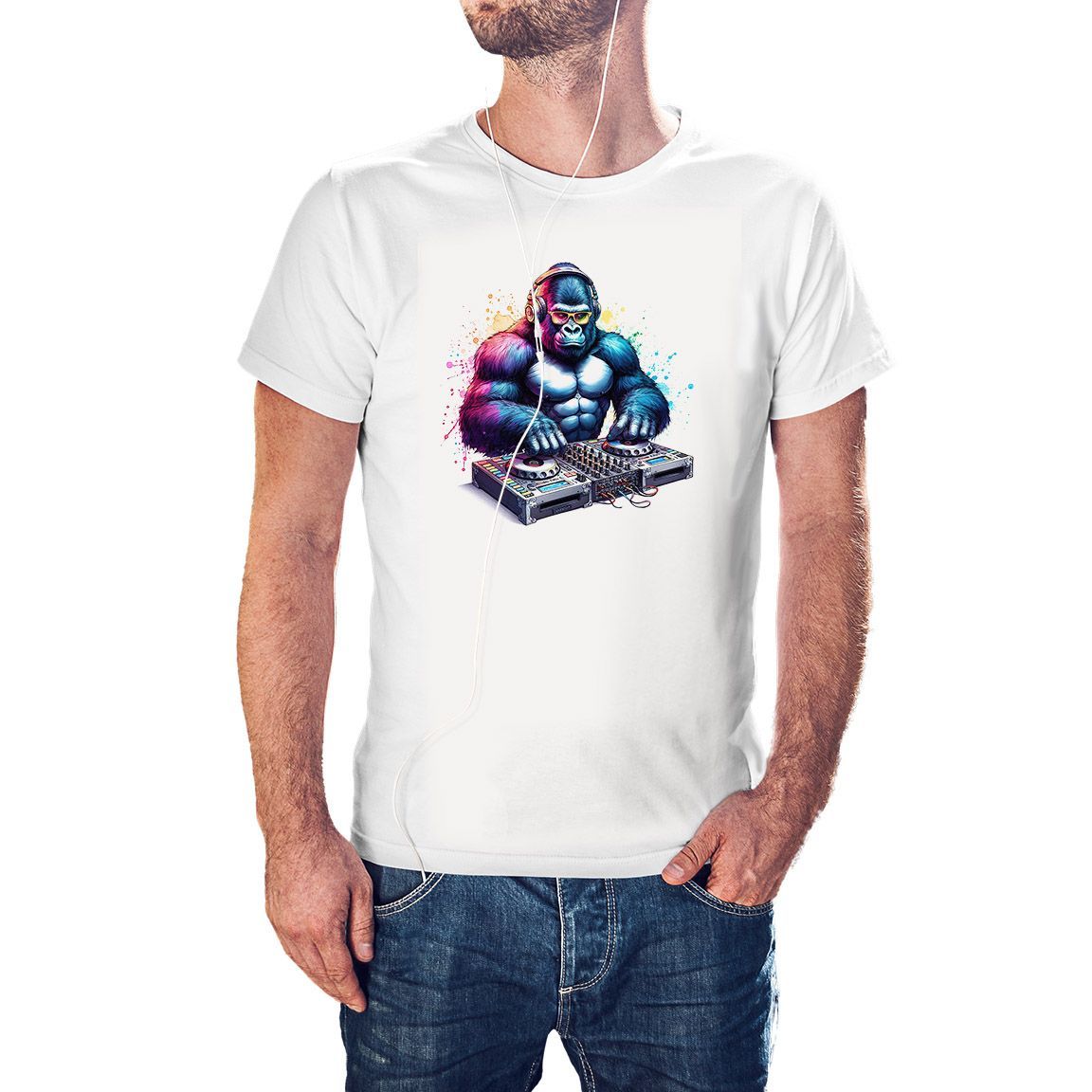 Camiseta Gorila Dj color blanco
