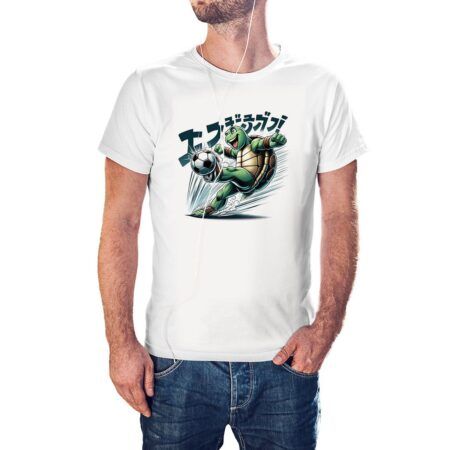 Camiseta Tortuga Jugando al Futbol color blanco
