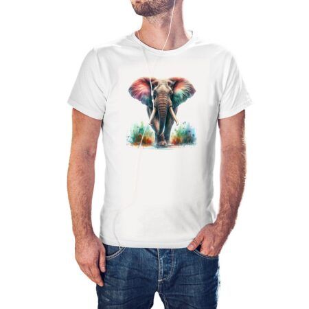 Camiseta Elefante Acuarela color blanco