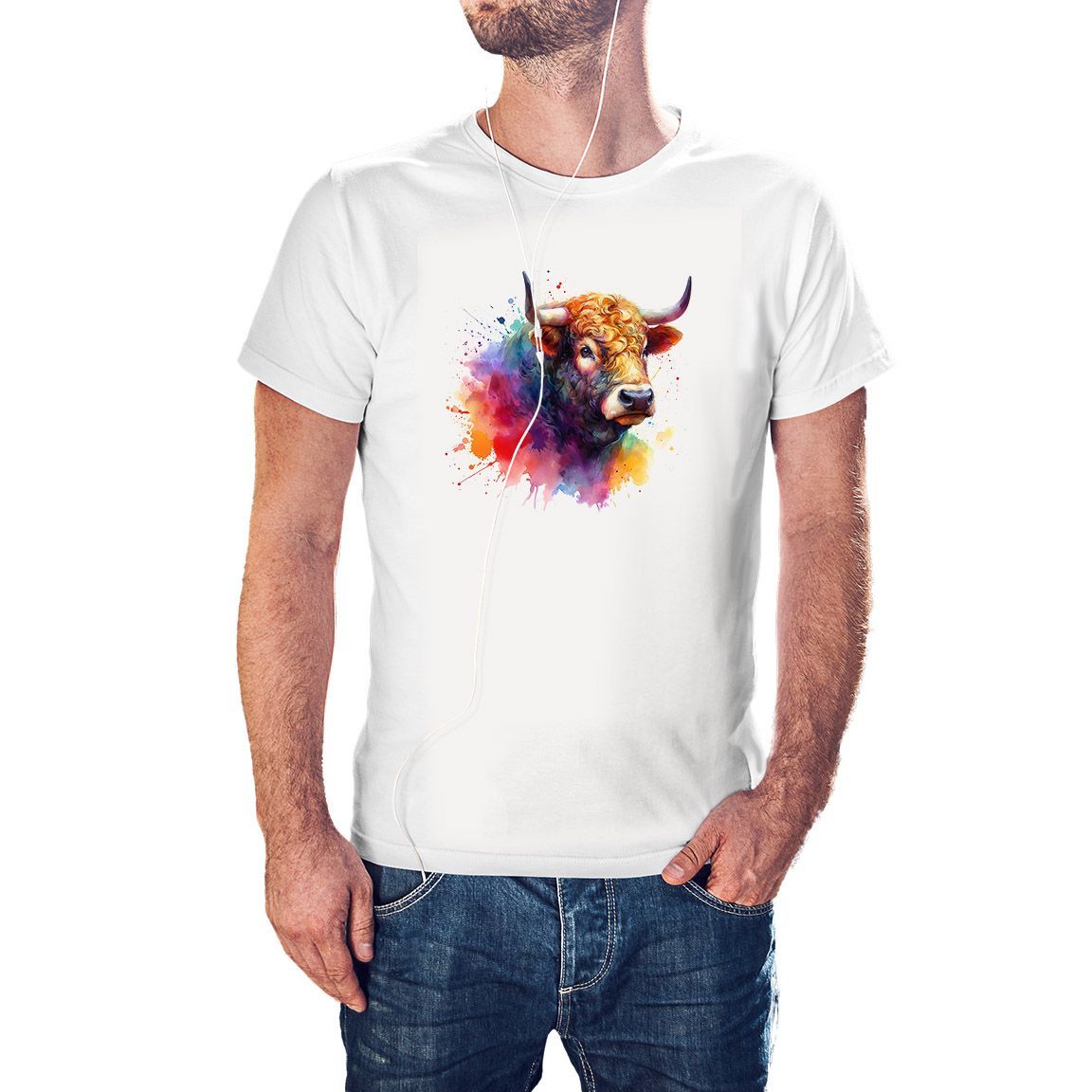 Camiseta Toro Acuarela color blanco Camiseta Toro Acuarela color blanco