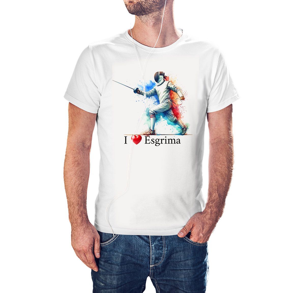 Camiseta I Love Esgrima color blanco