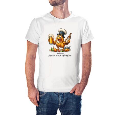 Camiseta Pollo a la Cerveza color blanco