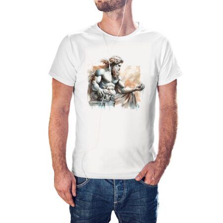 Camiseta Dios Griego Zeus Acuarela color blanco