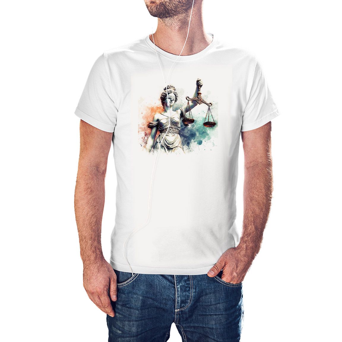 Camiseta Diosa Griega Temis Acuarela color blanco