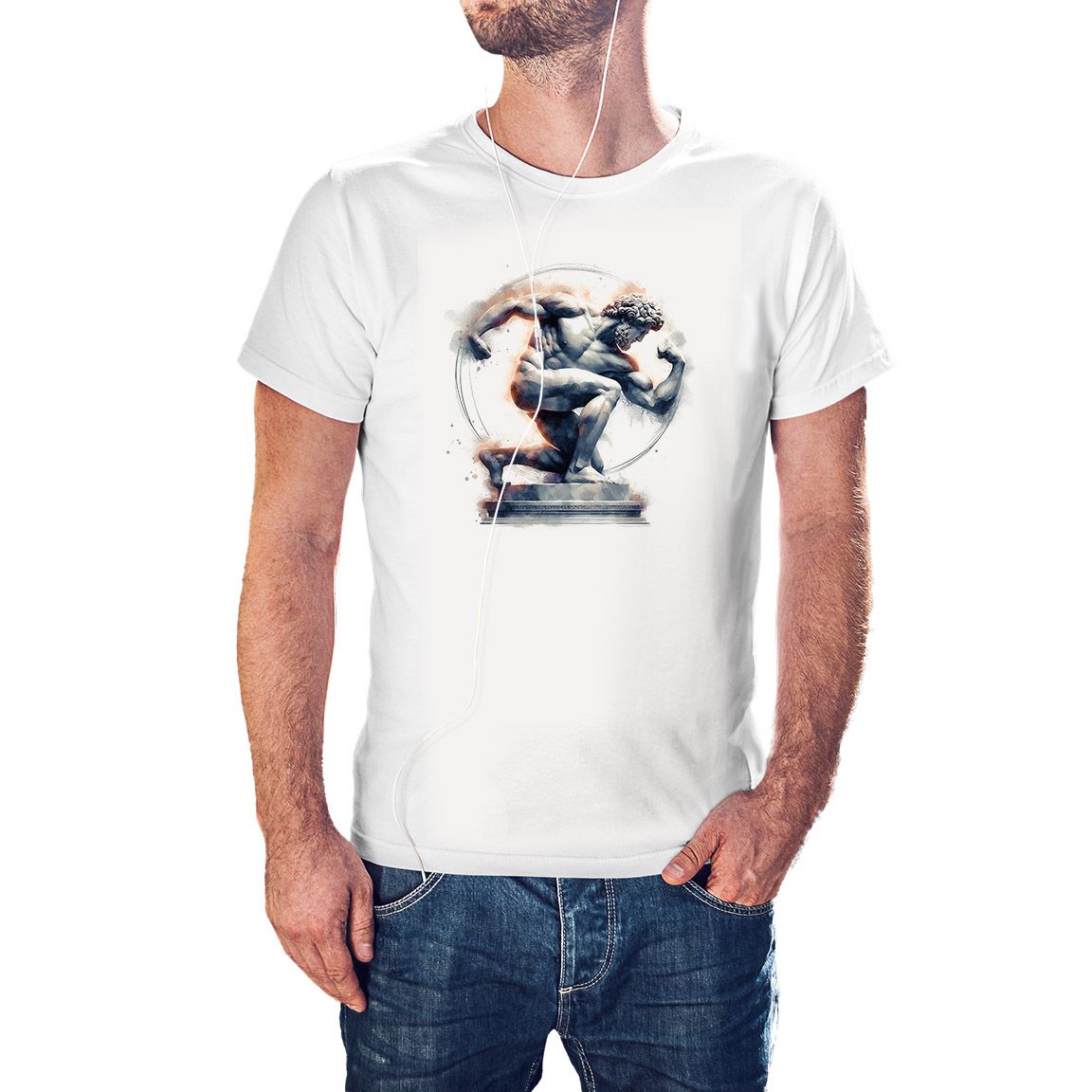 Camiseta Estatua Olímpico Griego color blanco